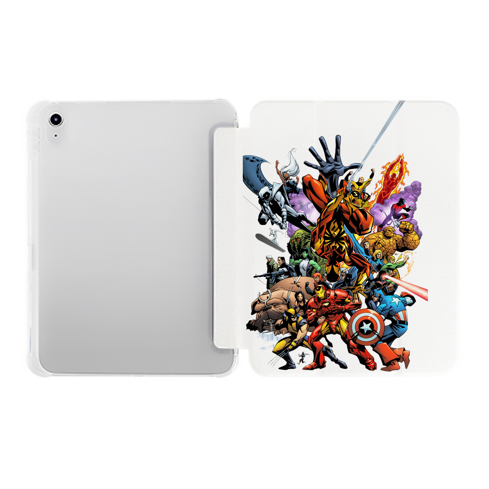 （画像用） アベンジャーズ The Avengers IPad ケース ペン収納付き 三つ折りスタンド PUレザー×シリコン 対応機種9.5/10.5/10.9インチ
